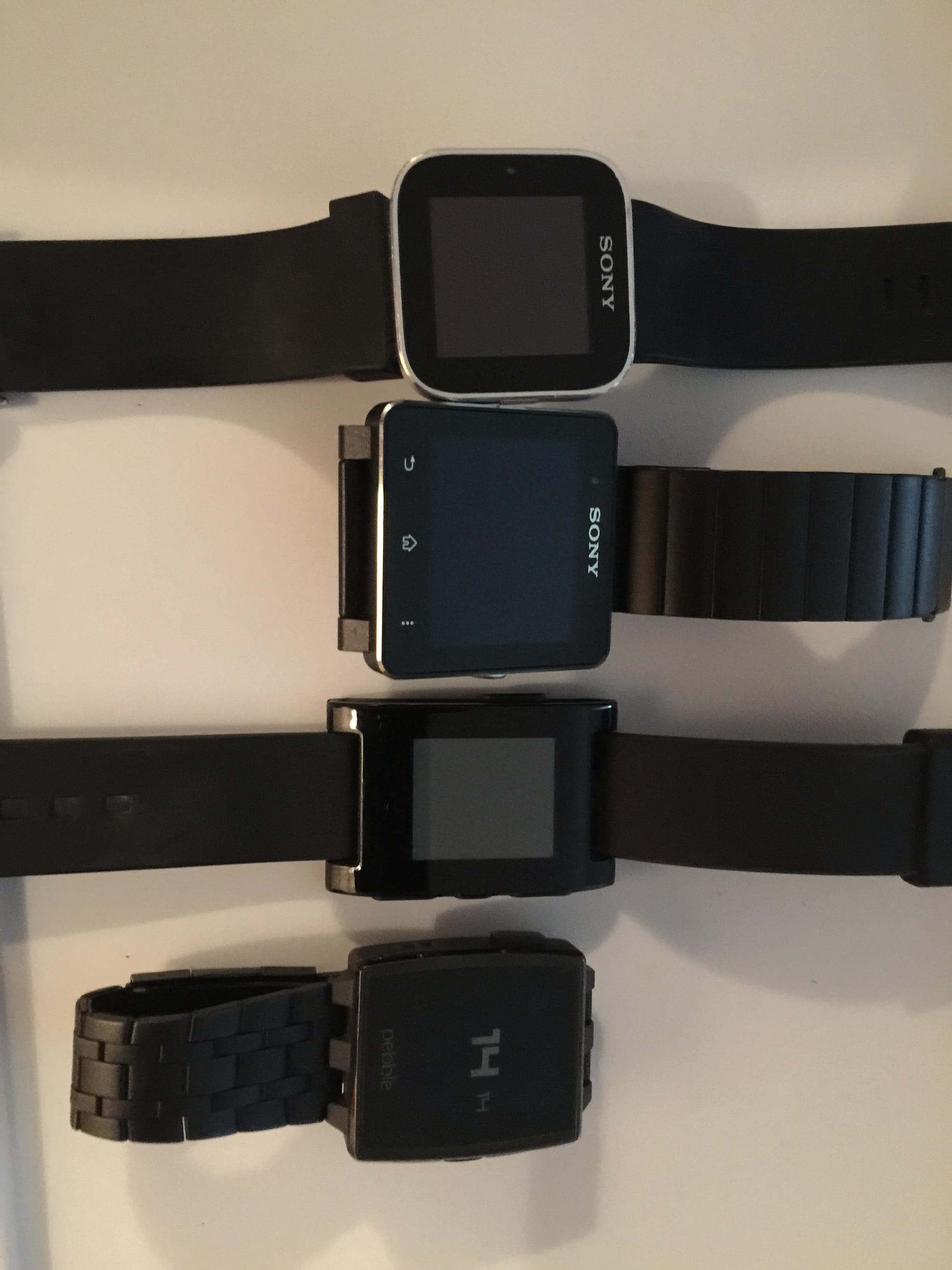Pebble, Pebble Steel, Sony Smartwatch, and Sony Smartwatch 2