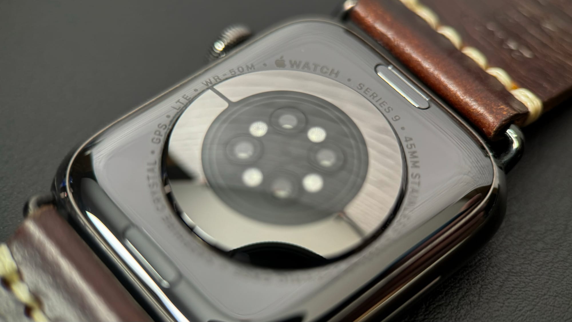 The rear sensor on an Apple Watch Series 9