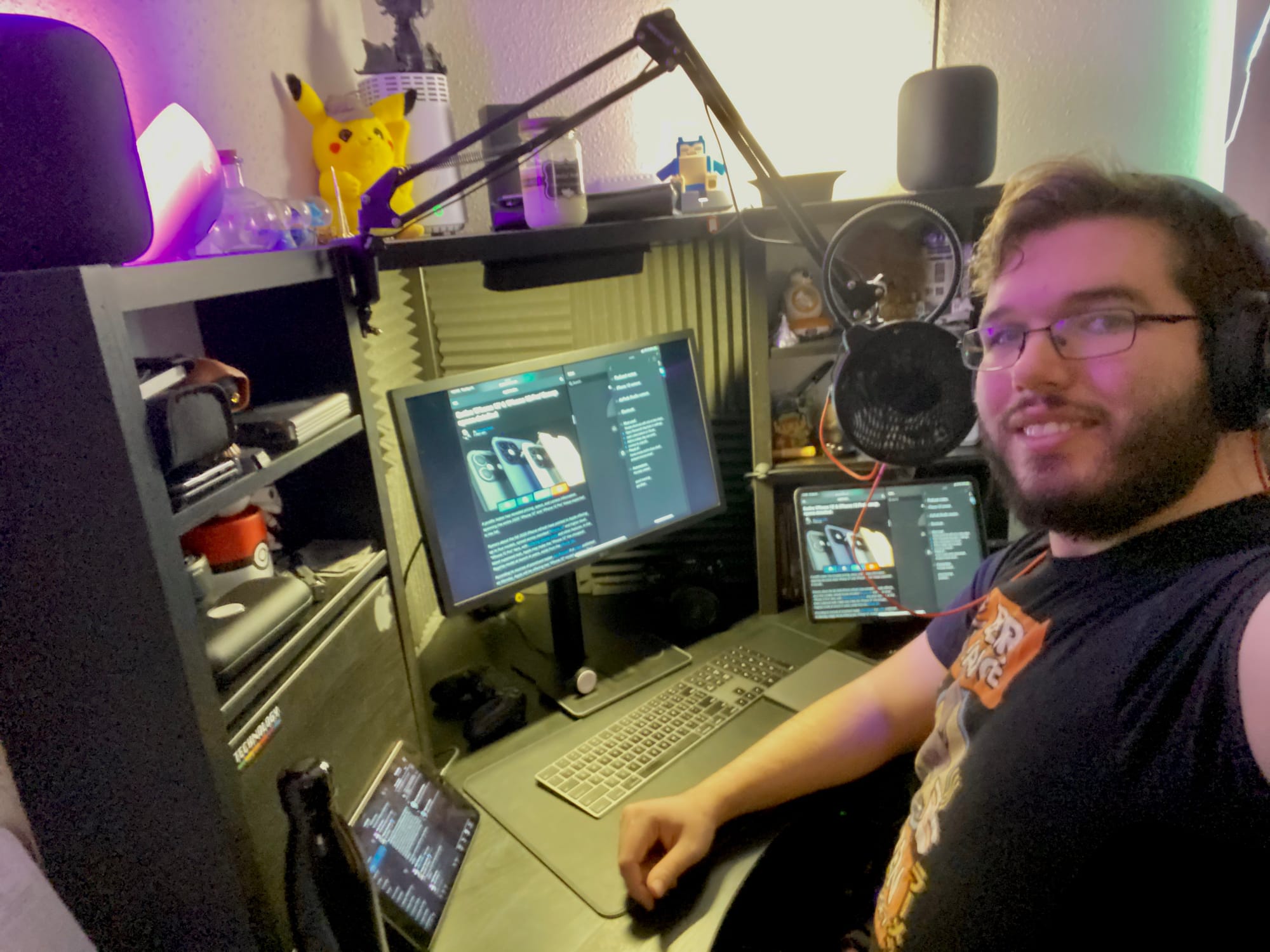 A selfie of Wesley at his corner desk in his apartment in Norfolk, Virginia in 2020