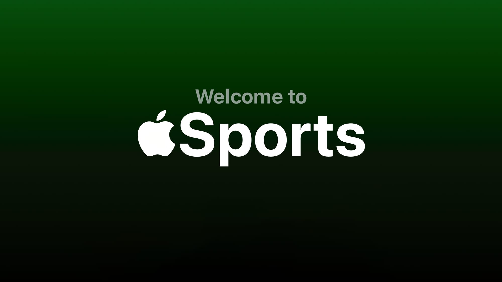 A simple image with text on a green gradient background reading: Welcome to Apple Sports