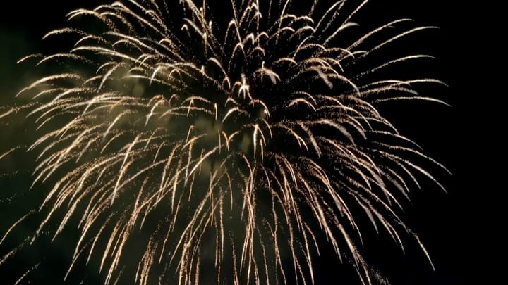 A golden shower created by a booming firework