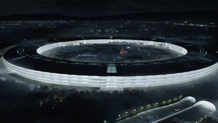 Apple Park on a foggy night